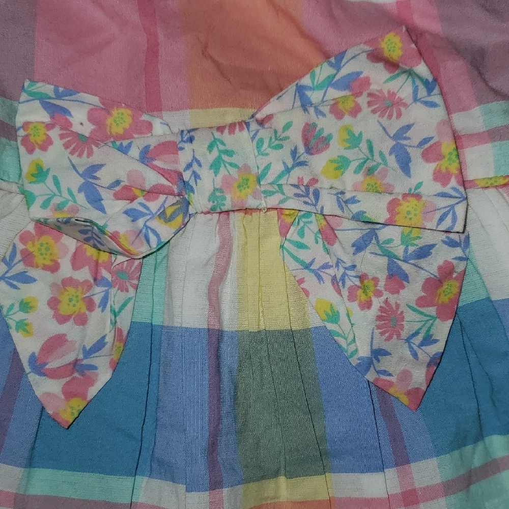 Colorful Plaid Baby Dress Setnew Tommy Bahamas Plaid 3 Pc Dress Bloomers & Hat - Picture 6 of 16
